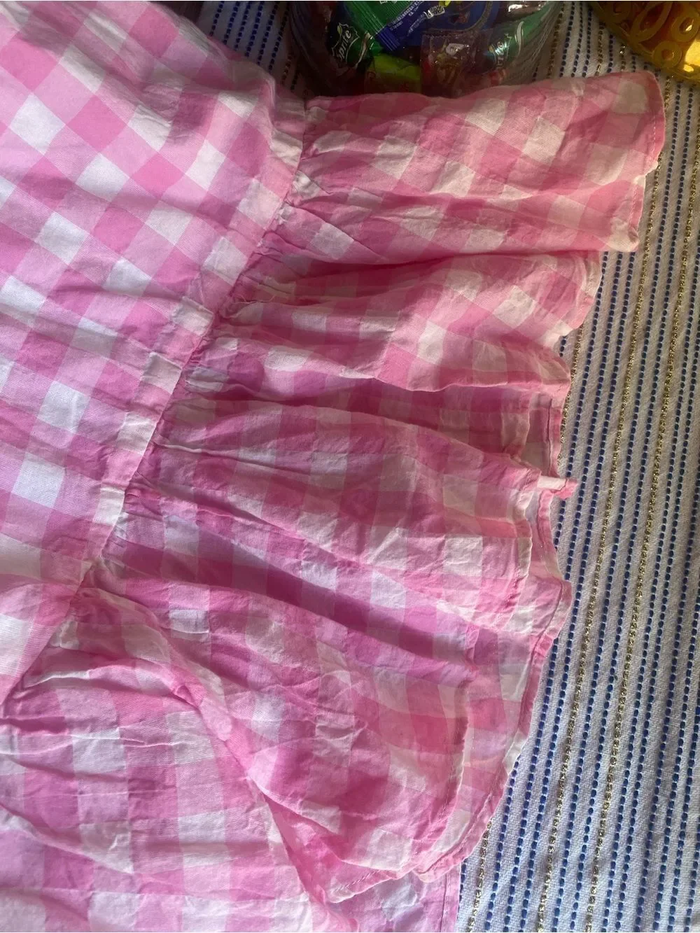 J. Crew Pink and White Gingham Elastic-Waist Skirt Sz XXL